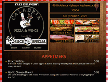 Tablet Screenshot of calabriapizzaandwings.com